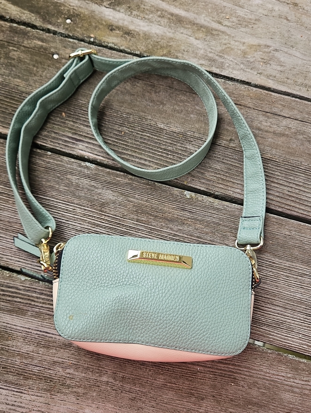 Steve Madden Mint Green, Tan, Ivory Pebbled Crossbody Bag